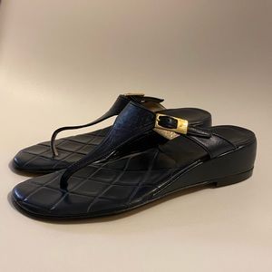 ST JOHN Sport LEATHER SLIDES Made In Italy